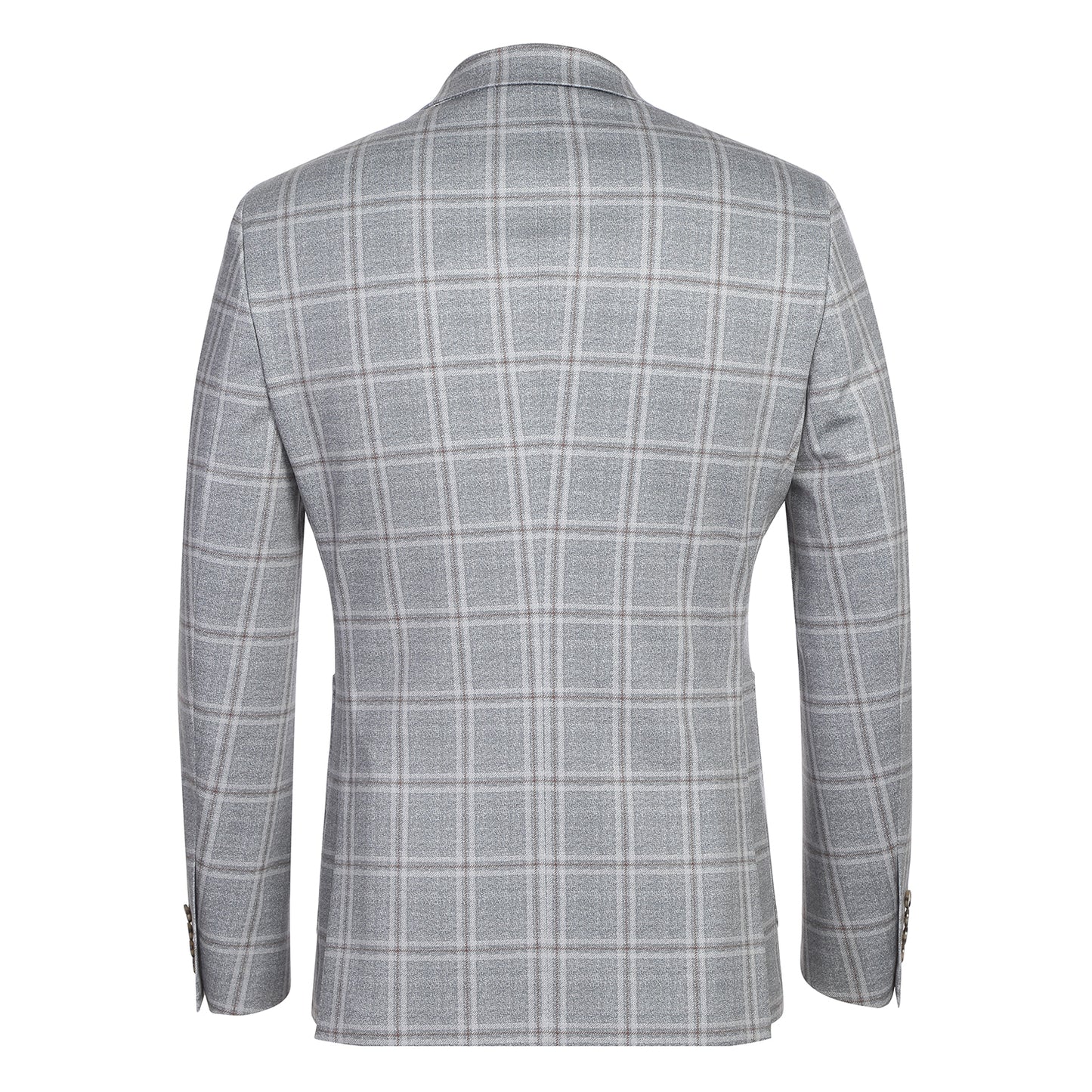 Pellagio Light Grey Windowpane Half Canvas Slim Fit Sport Coat