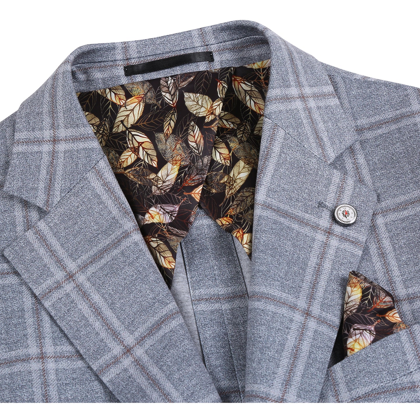 Pellagio Light Grey Windowpane Half Canvas Slim Fit Sport Coat