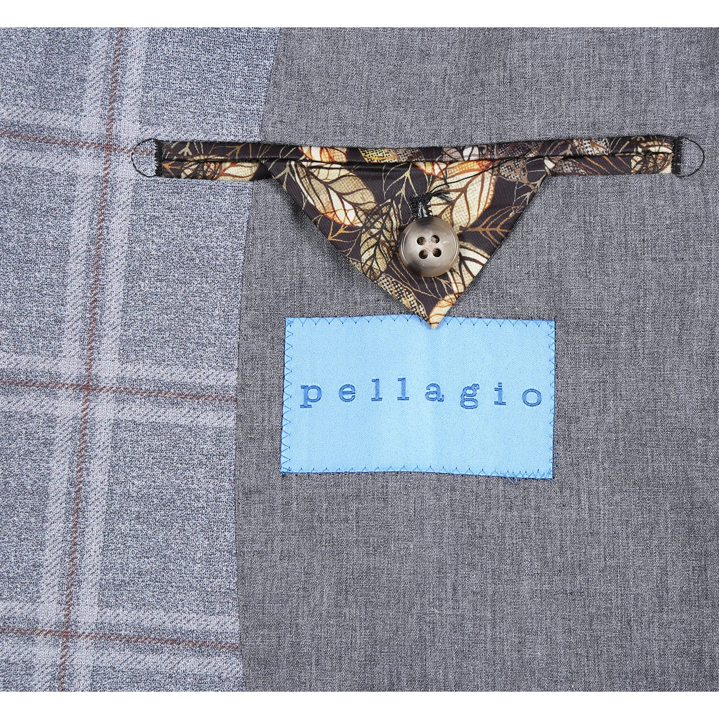 Pellagio Light Grey Windowpane Half Canvas Slim Fit Sport Coat