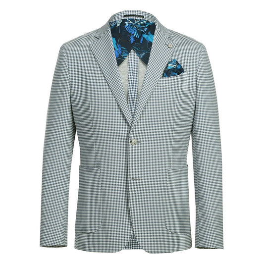 Pellagio Blue Check Half Canvas Slim Fit Sport Coat