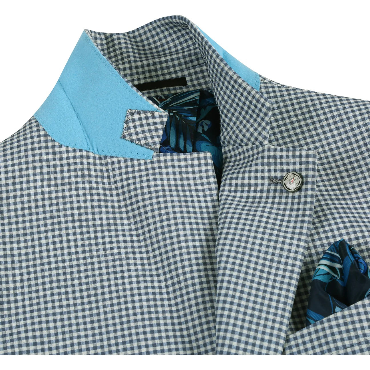 Pellagio Blue Check Half Canvas Slim Fit Sport Coat