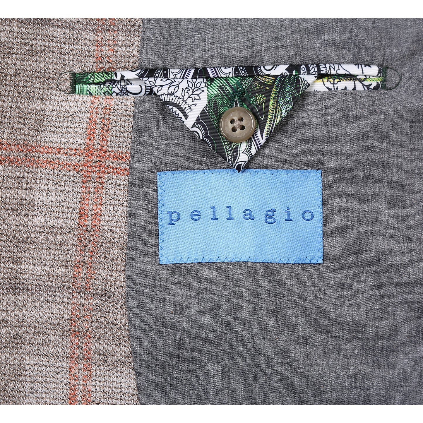 Pellagio Beige Plaid Half Canvas Slim Fit Sport Coat