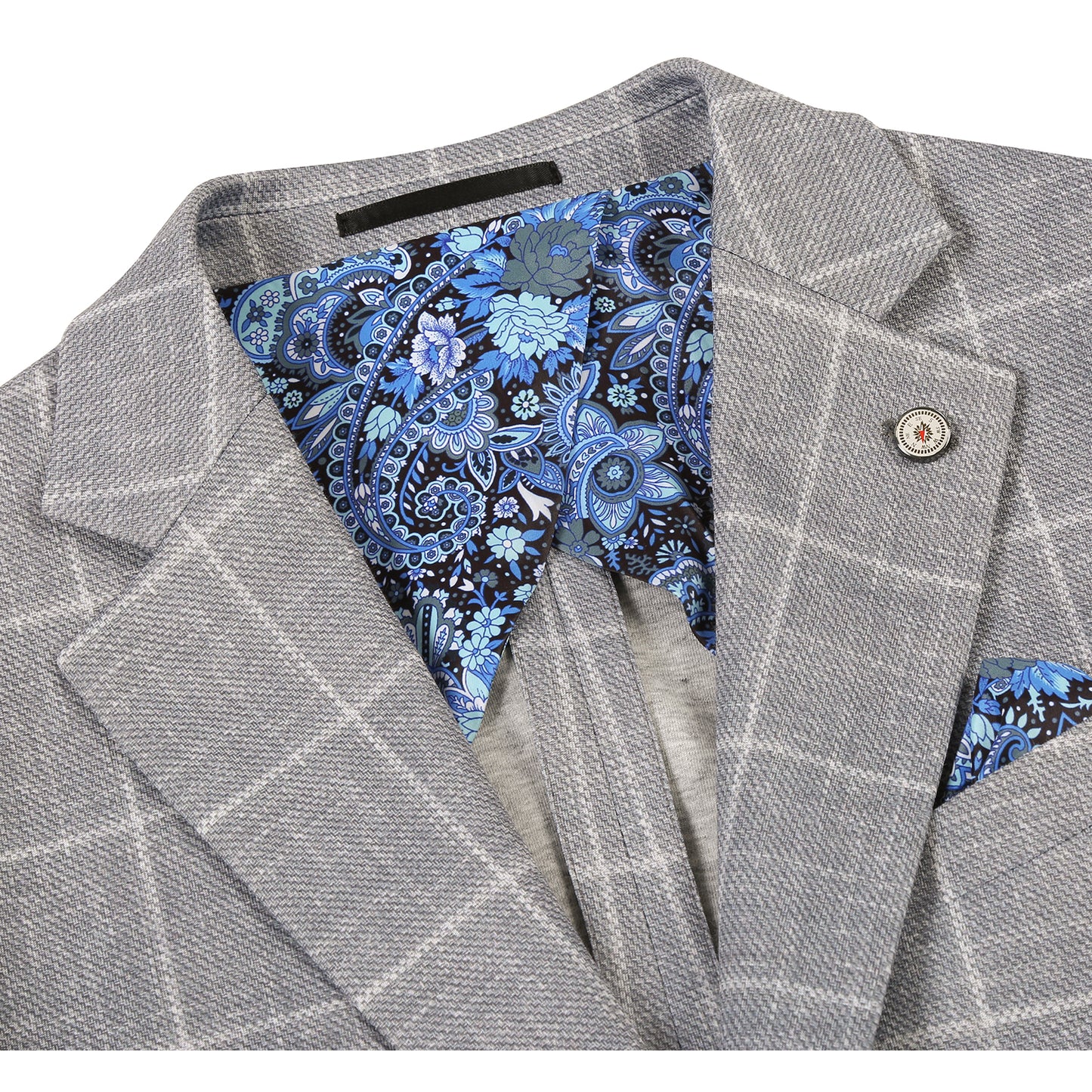 Pellagio Grey Windowpane Half Canvas Slim Fit Sport Coat