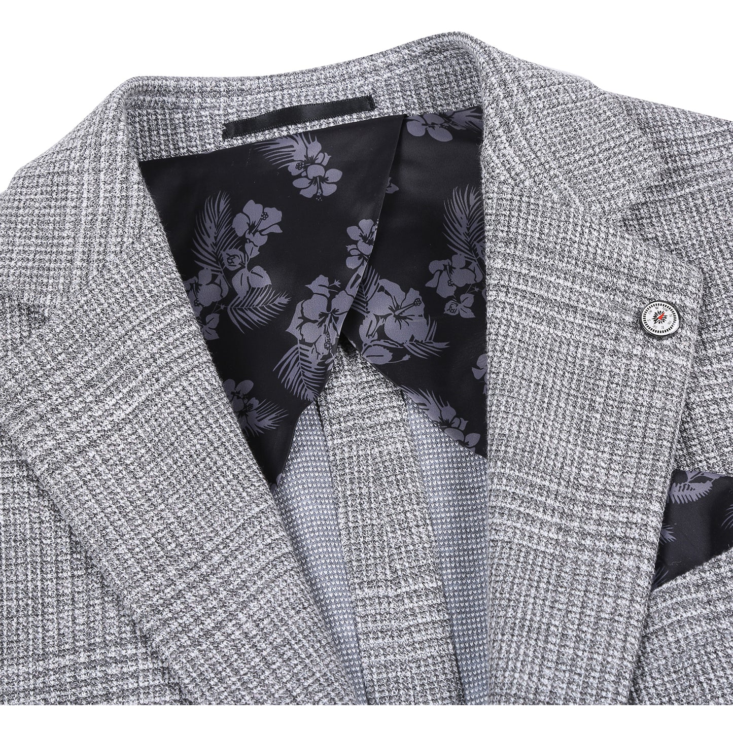 Pellagio Light Grey Plaid Half Canvas Slim Fit Sport Coat