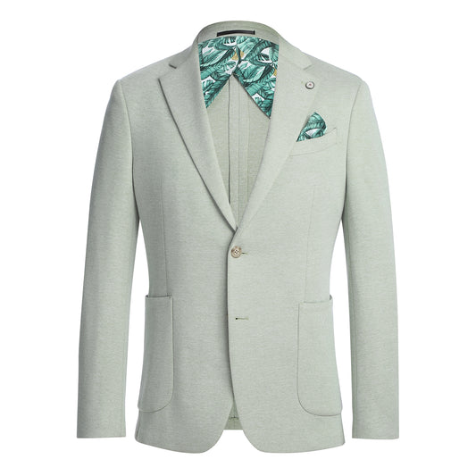 Pellagio Light Green Half Canvas Slim Fit Sport Coat