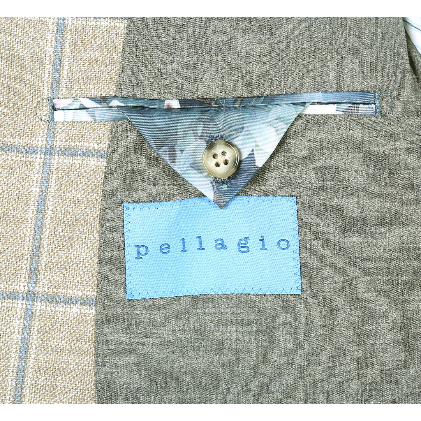 Pellagio Green Windowpane Half Canvas Slim Fit Sport Coat