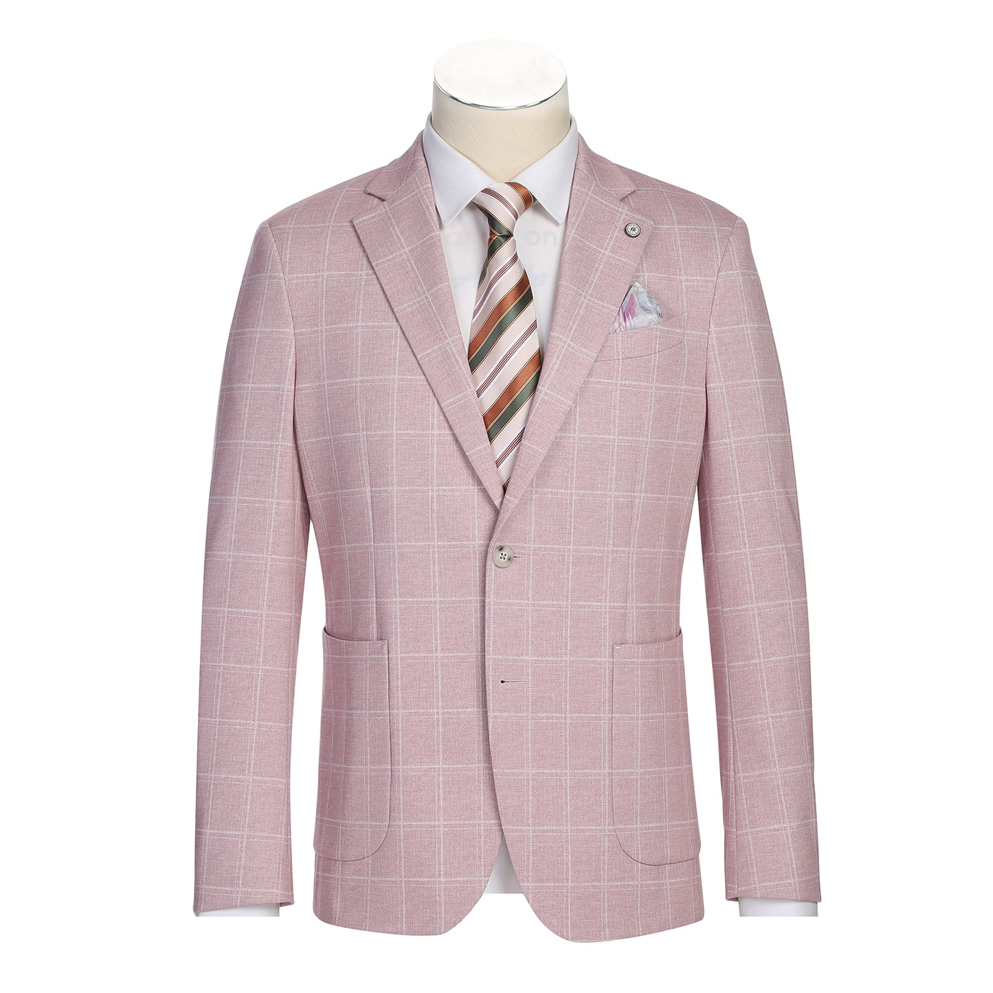 Pellagio Pink Windowpane Half Canvas Slim Fit Sport Coat