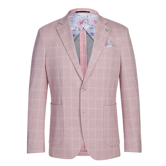 Pellagio Pink Windowpane Half Canvas Slim Fit Sport Coat