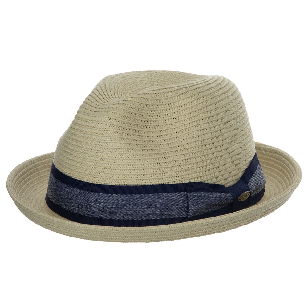 Scala Ray Paper Braid Fedora Hat with 2 1/8" Brim