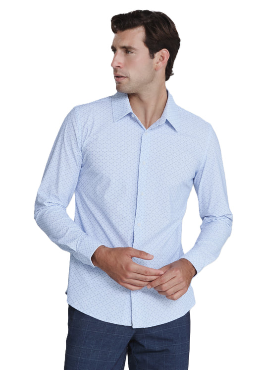 7 Diamonds Motif 4-Way Stretch Long Sleeve Shirt