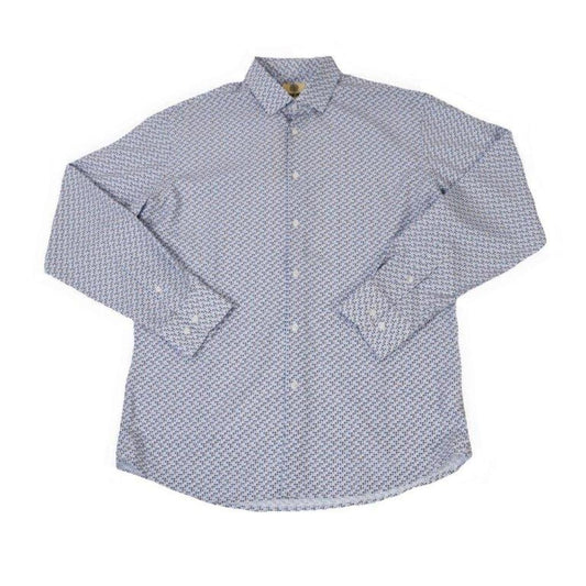 Trend by Fusion Long Sleeve 'Fractured Squares' Print Stretch Sport Shirt