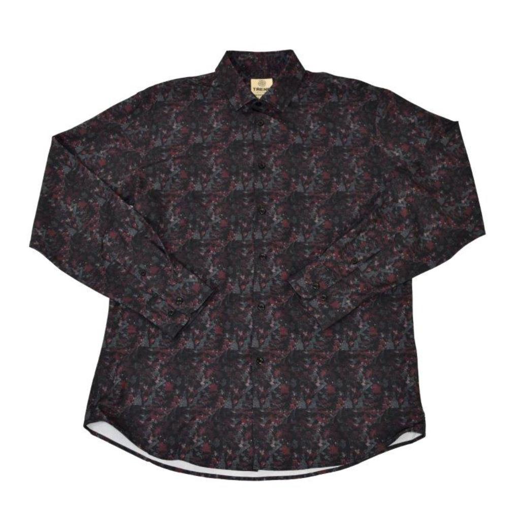 Trend by Fusion Long Sleeve 'All Over Splash' Print Stretch Sport Shirt