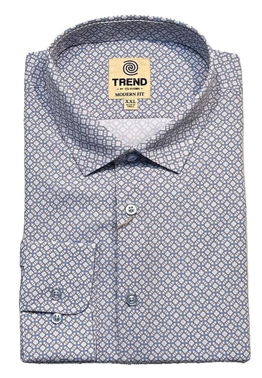 Trend by Fusion Long Sleeve 'Medallion' Print Stretch Sport Shirt