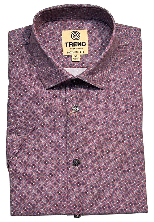 Trend by Fusion Short Sleeve Mini Medallion Print Sport Shirt