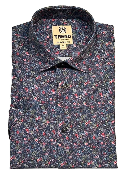 Trend by Fusion Short Sleeve Mini Floral Print Sport Shirt