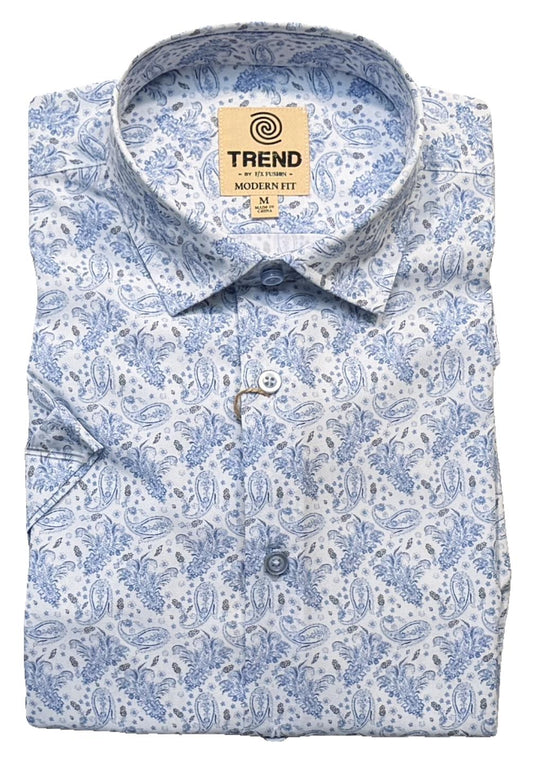 Trend by Fusion Short Sleeve Soft Paisley Print Sport Shirt