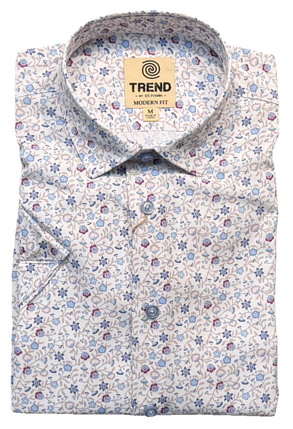 Trend by Fusion Short Sleeve Mini Floral Print Sport Shirt