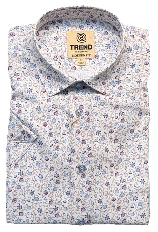 Trend by Fusion Short Sleeve Mini Floral Print Sport Shirt