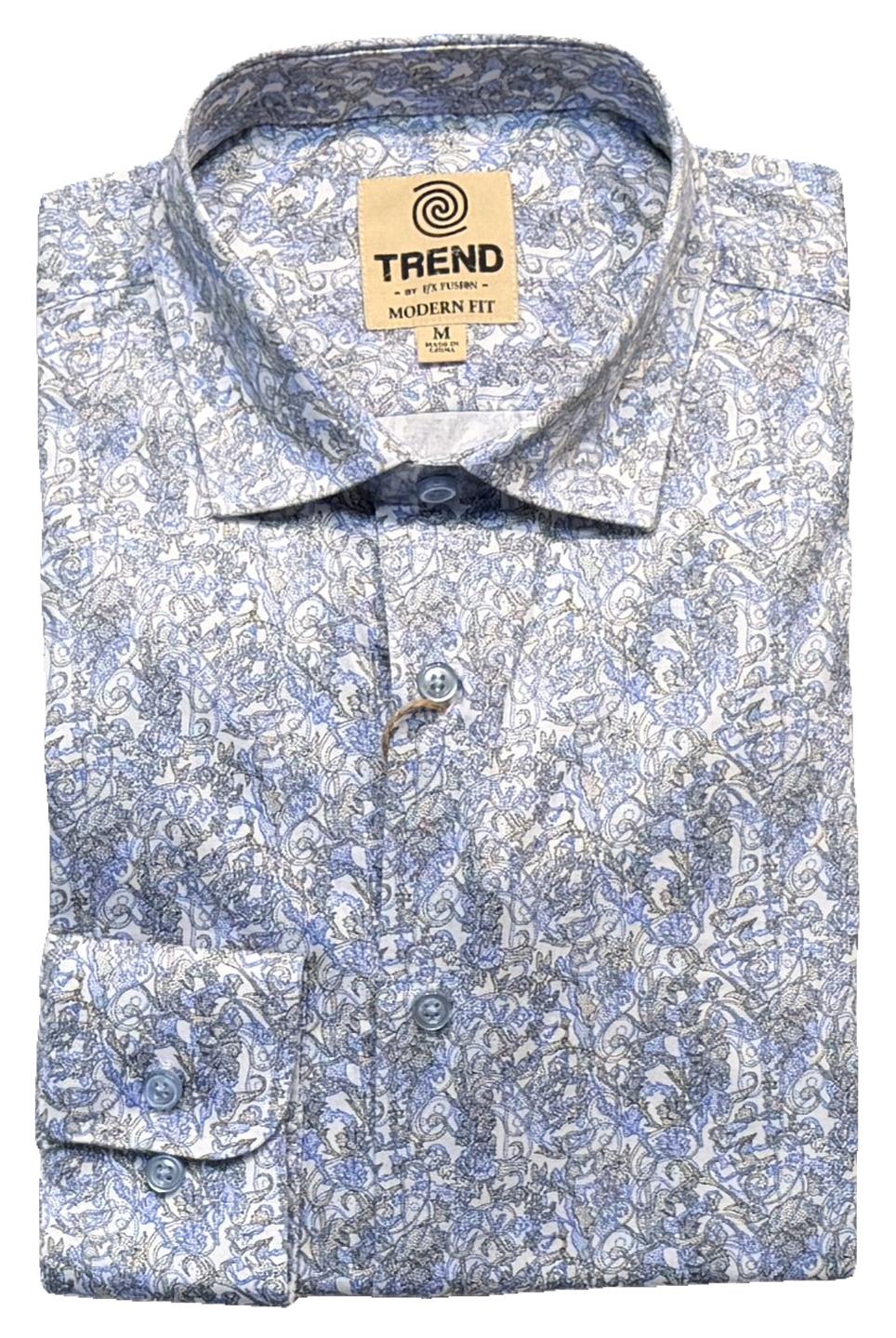 Trend by Fusion Long Sleeve 'Paisley' Print Poplin Sateen Sport Shirt